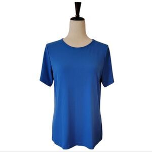 Susan Graver Blue Liquid Knit Short Sleeve Top Size S